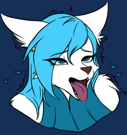 ahegao anthro aroused blue_clothing blue_eyes blue_robe blue_topwear clothing female fur high_collar looking_pleasured magic_user markings open_mouth robe royalty smile solo sweater tattoo teeth tongue tongue_out topwear turtleneck white_body white_fur snowiefeather thermia_(character) canid canine canis fox hybrid mammal wolf alpha_channel low_res