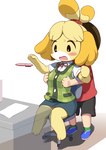 anthro anthro_focus blush breast_grab breasts clothed clothing duo female female_anthro female_focus fur grope groping_chest groping_from_behind hair hand_on_breast kemono male male/female pen solo_focus surprise surprised_expression koorinezumi animal_crossing nintendo isabelle_(animal_crossing) villager_(animal_crossing) canid canine canis domestic_dog human mammal shih_tzu toy_dog 2023 digital_media_(artwork) hi_res