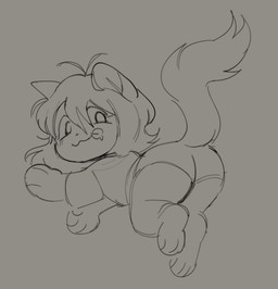 ambiguous_anthro ambiguous_gender anthro chibi clothed clothed_ambiguous clothed_anthro clothing female grey_background grey_body shirt simple_background smile solo t-shirt tail tongue tongue_out topwear underwear chewtoyys lucky_(chewtoyys) domestic_cat felid feline felis mammal 2025 black_and_grey full-length_portrait monochrome portrait sketch nonbinary_(lore)