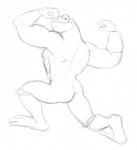 anthro big_muscles butt looking_back male muscular muscular_anthro muscular_male nude solo thegreatmatsutzu battletoads rareware pimple_(battletoads) amphibian frog toad_(frog) sketch