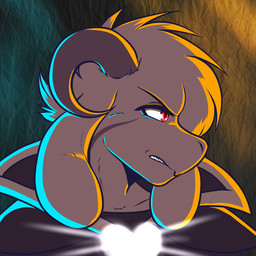 anthro horn male pattern_background red_eyes simple_background solo teeth crackers_(artist) undertale undertale_(series) asriel_dreemurr_(god_form) boss_monster_(undertale) bovid caprine mammal 1:1 2018
