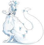 accessory alternate_species bangs bare_shoulders blunt_bangs blush bottom_heavy bow_ribbon clothed clothing female furgonomics garter garter_belt garter_straps hair hair_accessory hair_ribbon horn huge_hips huge_thighs legwear long_hair pointy_ears rear_view ribbons sidelocks solo tail tail_accessory tail_ribbon thick_tail thick_thighs thigh_highs wide_hips cibastion demi_(cibastion) dinosaur prehistoric_species reptile scalie theropod hi_res male_(lore)