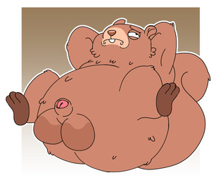 anthro balls big_balls big_balls_small_penis big_tail black_eyes bodily_fluids brown_body brown_fur buckteeth butt disproportionate_genitalia fluffy fluffy_tail fur genitals half-closed_eyes hands_behind_back hands_behind_head leaning leaning_backward looking_pleasured looking_up male narrowed_eyes nervous nude overweight overweight_male penis pupils raised_arm rounded_ears simple_background sitting slightly_chubby slightly_chubby_anthro slightly_chubby_male small_nose small_penis solo spread_legs spreading sweat sweaty_balls sweaty_genitalia tail teeth white_sclera bob-jiggles amazon_(company) kevin_(series) glenn_(kevin) mammal rodent sciurid tree_squirrel absurd_res hi_res