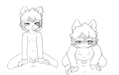 anthro balls blush cheeky duo first_person_view flaccid genitals hair half-closed_eyes looking_at_another looking_at_partner looking_at_viewer male male/male narrowed_eyes navel nipples open_mouth penis simple_background teeth white_background young young_anthro young_male just_app1e species_request 2025 hi_res korean_description monochrome