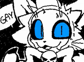anthro black_background black_claws black_sclera blue_eyes bow_tie cinemagraph claws gesture hand_gesture male pointing pointing_at_self simple_background solo speech_bubble text whiskers presto_(artist) presto_(character) domestic_cat felid feline felis mammal animated english_text loop low_res monochrome short_playtime sketch spot_color