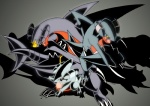 black_sclera claws feral group male open_mouth simple_background tail teeth yellow_eyes juanintelisano nintendo pokemon gabite garchomp generation_4_pokemon gible pokemon_(species)