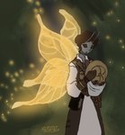 anthro anthrofied female glowing glowing_wings solo wings finnqtqtqt identity_v entomologist_(identity_v) melly_plinius arthropod insect lepidopteran moth