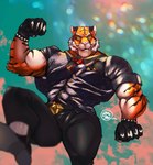 2023 abs anthro barazoku biceps big_muscles black_body black_fur black_stripes bottomwear clothed clothing digital_media_(artwork) epic_games eyebrows felid footwear fortnite fully_clothed fur gloves handwear hi_res male mammal muscular muscular_anthro muscular_male muscular_thighs orange_body orange_fur oscar_(fortnite) pantherine pants pecs shirt shoes smile socks solo striped_body striped_fur stripes thick_thighs tiger tight_clothing topwear whiskers white_body white_fur xdarkspace