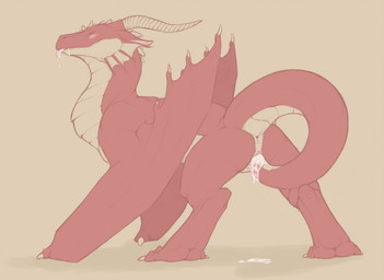 all_fours anus autopenetration blush bodily_fluids brown_background claws digitigrade dripping drooling female feral genital_fluids genitals horn looking_pleasured masturbation membrane_(anatomy) membranous_wings penetration presenting red_body saliva simple_background solo spread_legs spreading tail tail_fetish tail_in_own_pussy tail_in_vagina tail_insertion tail_masturbation tail_play tongue tongue_out vaginal vaginal_fluids vaginal_masturbation vaginal_penetration vulva wings kallus european_mythology mythology dragon mythological_creature mythological_scalie scalie western_dragon wyvern 2011