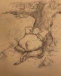 abdominal_bulge anthro belly_rolls belly_tuft big_moobs bloated chubby_face dewlap_(anatomy) digitigrade fat_rolls flower gourd grass hind_legs hooved_digitigrade hooved_toes hooves horn leaf leaning_on_tree love_handles male moobs morbidly_obese morbidly_obese_anthro morbidly_obese_male nipples nude obese obese_anthro obese_male overweight overweight_anthro overweight_male plant reclining_pose rock sleeping solo thick_arms thick_thighs tree tuft unguligrade binbow european_mythology greek_mythology mythology pan_(mythology) bovid caprine deity goat mammal hatching_(art) hi_res shaded traditional_media_(artwork)