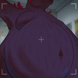 abdominal_bulge ambiguous_gender ambiguous_prey anthro belly big_belly bodily_fluids camera_hud camera_overlay camera_view claws fully_inside goo_drip male male_pred navel overweight overweight_male pecs photo_background purple_body purple_flesh same_size_vore simple_background slime solo teasing vore paradoxinhead mythology devourer_(razor_koopa) dragon goo_creature goo_dragon mythological_creature mythological_scalie scalie 1:1 digital_media_(artwork) draw_over hi_res photography_(artwork)