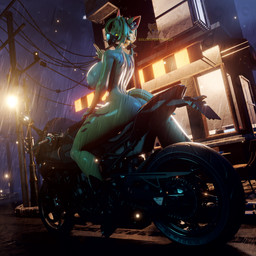 anthro big_breasts big_butt blonde_hair breasts butt female gesture green_eyes hair hand_gesture mask middle_finger motorcycle night nude nude_anthro nude_female raining solo vehicle wearing_mask wet wet_body goldenfoxythefox valorlynz_(modeler) mihoyo zenless_zone_zero pulchra_fellini felid feline mammal thiren 1:1 3d_(artwork) digital_media_(artwork) hi_res
