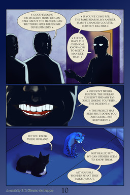 anime_glasses central_intelligence_agency clothing dialogue duo explanation eyewear female feral glasses green_eyes group loaf male markings night rooftop silhouette sitting star striped_markings stripes suit tabby_fur teeth_showing text trio whiskers pspspsy aleister_(pspspsy) felicia_(pspspsy) african_wildcat domestic_cat felid feline felis human mammal tuxedo_cat wildcat 2:3 absurd_res comic english_text hi_res
