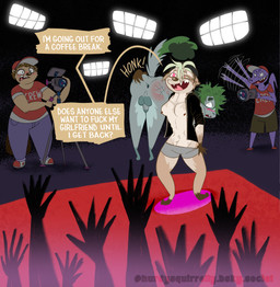 after_sex albino alternative_fashion ambiguous_gender anthro anus backsack balls blush bright_light butt butt_grab butt_slap butt_smack camera cameraman carrying_another chest_tattoo clothing crust_punk dialogue dressing_self female fireman's_carry genitals group gynomorph hair hand_on_butt imminent_sex intersex intersex/female male messy_hair muscular muscular_female penis porn_star porn_studio pornography presenting presenting_anus presenting_hindquarters propositioning punk recording slap smacking_ass studio surprised tattoo underwear hurdysquirrelly houston_(hurdysquirrelly) regina_(hurdysquirrelly) topeka_(hurdysquirrelly) windsor_(hurdysquirrelly) beaver grey_squirrel lizard mammal procyonid raccoon reptile rodent scalie sciurid tree_squirrel absurd_res comic hi_res trans_(lore) trans_woman_(lore)