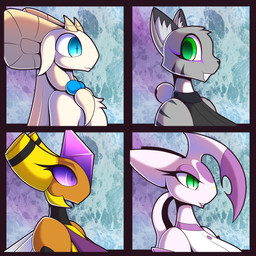 ambiguous_gender anthro blue_eyes breasts clothed clothing female green_eyes hair long_hair purple_eyes smile solo wings r-mk nintendo pokemon isabelle_(r-mk) lily_long arthropod bee bovid caprine felid generation_4_pokemon generation_5_pokemon goat hymenopteran insect mammal mienshao pokemon_(species) vespiquen 1:1 2018 absurd_res character_request digital_media_(artwork) hi_res multiple_images
