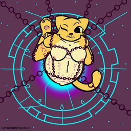 anthro areola arms_tied bdsm belly big_belly big_breasts bodypaint bondage bound breasts chain chain_harness chained female frown fur glowing glowing_belly glowing_markings hands_behind_back hanging_belly hanging_breasts markings nipples nude one_eye_closed pawpads pink_nipples pink_nose pregnant runes simple_background solo suspension suspension_bondage yellow_body yellow_eyes yellow_fur twokindswierdo bethesda_game_studios microsoft oblivion prequel_adventure the_elder_scrolls katia_managan felid khajiit mammal aliasing digital_media_(artwork) hi_res story story_at_source story_in_description