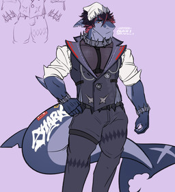 alternate_species anthro big_tail butler butler_outfit chain clothing crossgender ftm_crossgender furrification male muscular solo tail haydenskull mihoyo zenless_zone_zero ellen_joe aquatic fish shark thiren absurd_res hi_res