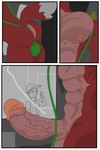 abs anthro big_pecs big_penis butt clothing duo erection genitals glans huge_penis jockstrap male male/male muscular muscular_male nipples pecs penis tail underwear vein veiny_penis kogo five_nights_at_freddy's scottgames foxy_(fnaf) canid canine fox human mammal absurd_res comic hi_res