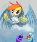 2014 avian beak blue_fur cloud duo equine female friendship_is_magic fur gryphon hair horn horse mammal multi-colored_hair my_little_pony pegasus pony purple_eyes purple_fur purple_hair raikoh-illust rainbow_dash_(mlp) rainbow_hair smile thought_bubble twilight_sparkle_(mlp) unicorn white_fur wings
Rating: Safe
Score: 13
User: 2DUK
Date: March 01, 2014