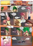 absurd_res afternoon alternate_species clothed clothing comic dialogue english_text female fluttershy_(mlp) friendship_is_magic green_hair hair hasbro hat headgear headwear hi_res human humanized male mammal mauroz multicolored_hair my_little_pony pink_hair ranged_weapon slingshot spike_(mlp) text thugs weapon