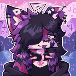 ahoge ambiguous_gender anthro collar eyeshadow genderfluid_pride_colors hair hair_over_eye lgbt_pride lidded_eyes long_hair makeup piercing pride_colors simple_background solo spiked_collar spikes spiral spiral_eyes tongue tongue_out macaronichewtoyz aquatic canid canine canis fish hybrid mammal shark wolf 1:1 bust_portrait detailed hi_res icon portrait nonbinary_(lore) trans_(lore)