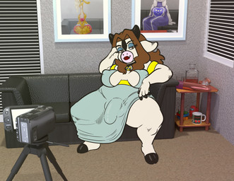 2_horns alcohol amogus anthro balls_outline bedroom_eyes beverage big_breasts big_bulge black_body black_collar black_fur black_horn blue_clothing blue_dress blue_eyeshadow breasts brown_eyes brown_hair bulge camera casting_couch clothing collar container cup detailed_bulge dress eyelashes eyeshadow front_view fur furniture genital_outline gynomorph hair half-closed_eyes hand_on_face hand_on_own_face horn inside intersex lipstick looking_at_viewer makeup mug multicolored_body multicolored_clothing multicolored_dress multicolored_fur narrowed_eyes nipple_outline on_sofa penis_outline picture_frame pink_nose pose red_lipstick seductive sex_toy sitting sitting_on_sofa sofa solo two_tone_body two_tone_clothing two_tone_dress two_tone_fur vibrator white_body white_ears white_fur yellow_clothing yellow_dress charliepops among_us disney innersloth nintendo rubik's_cube undertale undertale_(series) zootopia gazelle_(zootopia) hera_(charliepops) toriel bovid bovine cattle mammal 2025 absurd_res digital_media_(artwork) hi_res