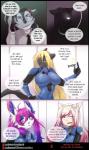 2018 animal_humanoid armor big_breasts black_body black_fur black_hair blonde_hair blue_body blue_eyes blue_fur breasts canid canine canis clothing comic cross-popping_vein dialogue dk- domestic_dog edwee english_text eyeshadow felid female fluffy fur glowing grey_body grey_fur hair hera_(lunarmagic) hi_res humanoid husky linahusky makeup male mammal markings matemi motion_lines multicolored_hair necktie nordic_sled_dog pantherine patricia_(tamatitheninetailedfox) paws pink_body pink_fur pink_hair ponytail purple_body purple_fur purple_hair red_hair shirt silhouette snow_leopard spitz spots spotted_body spotted_fur teeth text topwear two_tone_hair uniform unknown_species vakari walkie-talkie white_body white_fur