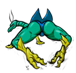 antennae_(anatomy) anthro bulge butt clothed clothing gloves handwear looking_at_viewer looking_back male presenting presenting_hindquarters simple_background solo ghstaquila hanna-barbera space_ghost_(series) zorak_(space_ghost) alien arthropod insect mammal digital_media_(artwork) hi_res