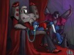 autobot blue_eyes bound chair decepticon furniture group heart_symbol leash machine male not_furry red_eyes slave throne unknown_artist hasbro takara_tomy transformers transformers:_animated_(2007) megatron optimus_prime starscream robot seeker_(transformers)