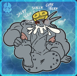 anthro autofellatio balls big_balls big_muscles big_nipples big_penis bodily_fluids cum erection excessive_cum excessive_genital_fluids eyewear eyewear_on_head genital_fluids genitals goggles goggles_on_head huge_balls huge_muscles huge_penis humanoid_genitalia humanoid_penis hyper hyper_balls hyper_genitalia hyper_muscles hyper_penis male masturbation muscular nipples oral oral_masturbation penile penile_masturbation penis slurping solo swallowing kokoro-doll my_hero_academia selkie_(my_hero_academia) aquatic humanoid mammal pinniped seal 2021 hi_res watermark