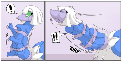 after_vore duo female feral feral_pred green_sclera hair larger_pred simple_background size_difference vore white_hair dweet-tea mythology nintendo pokemon avian espathra generation_9_pokemon gryphon mythological_avian mythological_creature pokemon_(species) 2023 comic hi_res