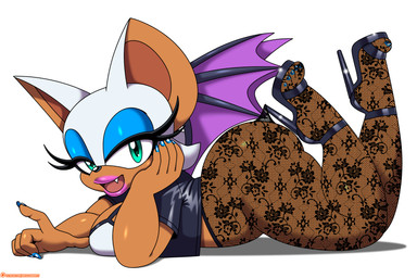 anthro bat_wings big_breasts big_butt black_clothing black_footwear black_high_heels blue_eyeshadow blue_nails breasts butt clothing colored_nails eyelashes eyeshadow female footwear fur green_eyes high_heels legwear lipstick looking_at_viewer makeup membrane_(anatomy) membranous_wings nails open_mouth pantyhose pink_lipstick purple_wings shoes side_view simple_background snaggle_tooth solo tan_body tan_fur thick_thighs white_background white_body white_fur wide_hips wings omegasunburst hooked_on_heel_(trend) sega sonic_the_hedgehog_(series) rouge_the_bat bat mammal 2025 3:2 hi_res
