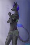 anthro cyberpunk ear_piercing female industrial_piercing military piercing smoking solo shima_laqi canid canine canis jackal mammal zephyr_(disambiguation) hi_res sketch