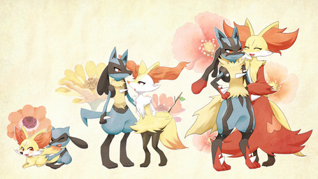 3_toes ambiguous_gender anthro base_one_layout basic_sequence black_body black_fur blue_body blue_fur blush bodily_fluids digitigrade evolutionary_family eyes_closed feet feral flower fur grey_nose group hand_on_hip happy inner_ear_fluff leaf linear_sequence looking_back looking_down looking_up nude one_row_layout open_mouth orange_body orange_eyes orange_fur orange_nose plant red_body red_eyes red_fur sharp_teeth sitting size_difference smile spikes standing stick sweat teeth three_frame_image three_frame_sequence toes tongue tuft white_body white_fur wide_hips wood yellow_body yellow_fur young nmbit nintendo pokemon braixen canid canine delphox fennekin generation_4_pokemon generation_6_pokemon lucario mammal mega_evolution mega_lucario pokemon_(species) riolu 16:9 hi_res sequence wallpaper widescreen