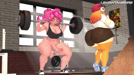 5_fingers ball_ring balls barbell barbell_squats big_balls big_breasts big_butt big_penis black_bottomwear black_clothing black_crop_top black_shirt black_shorts black_topwear bodily_fluids bottomless bottomless_gynomorph bottomless_humanoid bottomless_intersex bottomwear bouncing_balls bouncing_breasts bouncing_butt breast_jiggle breasts bubble_butt butt butt_jiggle cellphone cleavage clothed clothing crop_top cum curvy_figure detailed_background duo ejaculation electronics erection exercise female fingers footwear genital_fluids genitals glistening glistening_balls glistening_body glistening_genitalia glistening_legs glistening_penis glistening_skin glistening_thighs gym gynomorph hair headphones hip_sway hourglass_figure huge_breasts huge_butt huge_hips huge_thighs inside intersex jiggling light-skinned_female light-skinned_gynomorph light-skinned_intersex light_body light_skin long_hair long_socks navel not_furry orange_clothing orange_footwear orange_hair orange_socks penis phone pink_hair pseudo_hair shirt shoes shorts small_waist smartphone sneakers socks soft_abs t-shirt tentacle_hair tentacles text thick_thighs topwear treadmill voluptuous voluptuous_female voluptuous_gynomorph voluptuous_human voluptuous_humanoid voluptuous_intersex weightlifting white_clothing white_shirt white_t-shirt white_topwear wide_hipped_female wide_hipped_gynomorph wide_hipped_humanoid wide_hipped_intersex wide_hips workout yellow_eyes leviantan581re dead_or_alive_(series) glitch_productions nintendo smg4 splatoon bass_armstrong desti_(smg4) meggy_spletzer animal_humanoid aquatic aquatic_humanoid cephalopod cephalopod_humanoid human humanoid mammal mollusk mollusk_humanoid octarian octoling octopus_humanoid 16:9 2026 3d_(artwork) 3d_animation 4k absurd_res animated artist_name digital_media_(artwork) hi_res high_framerate no_sound short_playtime source_filmmaker_(artwork) video watermark widescreen