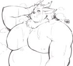 anthro antlers belly clothed clothing horn male moobs nipples obese overweight solo topless topless_anthro topless_male wet exe_exem tamacolle kazusa deer mammal