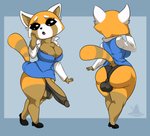 anthro balls big_breasts big_butt big_penis breasts butt clothed clothing genitals gynomorph huge_butt huge_penis intersex looking_at_viewer nipples panties penis shocked simple_background solo standing tail tail_under_skirt thick_thighs underwear wide_hips standing_tough aggretsuko sanrio retsuko ailurid mammal red_panda