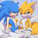 anthro clothing duo femboy gloves handwear heart_eyes heart_symbol legwear male multi_tail stockings tail tongue white_clothing white_gloves white_handwear pikative sega sonic_the_hedgehog_(series) miles_prower sonic_the_hedgehog canid canine eulipotyphlan fox hedgehog mammal 1:1 hi_res