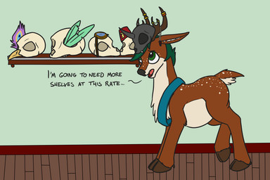 antlers bone death eyewear eyewear_on_head feathers goggles goggles_on_head horn male skull slightly_chubby solo spots text doesnotexist rathalos122 friendship_is_magic hasbro my_little_pony mythology gyro_feather humble_pie seaward_skies xodious zuthal arthropod avian changeling_(mlp) deer gryphon mammal mythological_avian mythological_creature 3:2 digital_media_(artwork) english_text hi_res