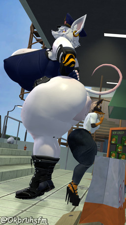 anthro anus big_anus big_breasts big_butt breasts bulge butt clothing duo eyeshadow female footwear freckled_breasts freckled_butt freckled_legs freckled_thighs freckles glistening_eyelids high_heels huge_anus huge_butt macro makeup male nipple_outline piercing public puffy_anus purple_eyeshadow shoes size_difference wide_hips ok_bruh warfaremachine_(modeler) ace_(ok_bruh) officer_flint_(foresttherotten) canid canine canis dobermann domestic_dog mammal murid murine pinscher rat rodent 3d_(artwork) 9:16 digital_media_(artwork) hi_res source_filmmaker_(artwork)