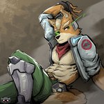 abs absurd_res anthro canid canine clothed clothing fox fox_mccloud hi_res lumii male mammal muscular muscular_male nintendo open_clothing open_shirt open_topwear pecs shirt solo star_fox topwear