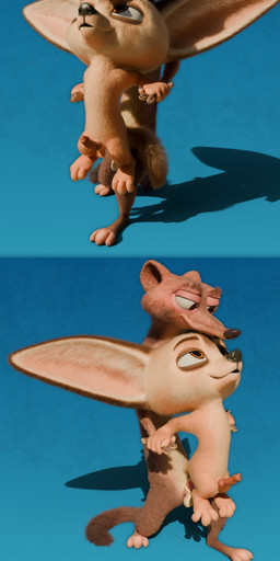 3_toes 4_fingers anal anal_penetration anthro balls big_ears black_nose blue_background brown_body brown_fur countershading duo erection feet fingers front_view fur genitals knot knotted_penis long_body male male/male multiple_angles nude penetration penis pink_penis rear_view sex simple_background size_difference smaller_male smaller_penetrated smile standing tan_body tan_fur text toes rasterraccoon disney zootopia duke_weaselton finnick_(zootopia) canid canine fennec_fox fox mammal mustelid musteline true_fox true_musteline weasel 3d_(artwork) absurd_res blender_(artwork) digital_media_(artwork) english_text hi_res watermark