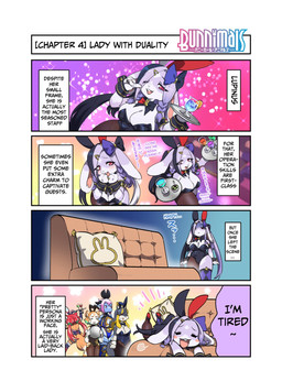 abstract_background accessory anthro asymmetrical_legwear beverage big_breasts black_clothing black_highlights black_leotard bow_ribbon breasts buckteeth bunny_costume cleavage clothed clothing costume dialogue eye_through_hair fake_ears fake_rabbit_ears female floppy_ears fur furniture group hair hair_accessory hair_bow hair_ribbon highlights_(coloring) humor kemono legwear leotard pantyhose purple_body purple_fur purple_hair red_eyes ribbons shirt_collar shirt_cuffs sofa speech_bubble teeth text thigh_highs translucent translucent_hair tray twintails_(hairstyle) white_body white_fur teteteko bunnimals mythology sakura-gear lupinus_(bunnimals) marie_gold_(bunnimals) roza_(bunnimals) sineria_(bunnimals) xiaoju_(bunnimals) canid canine canis dragon felid fox lagomorph leporid mammal mythological_creature mythological_scalie pantherine rabbit scalie tiger wolf 4koma comic english_text hi_res