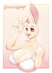 anthro big_breasts bra breasts cleavage clothed clothing female nipple_outline solo underwear hotspicygarbage beastars haru_(beastars) domestic_rabbit dwarf_rabbit lagomorph leporid mammal oryctolagus rabbit hi_res