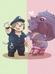 anthro armor butt chibi clothing duo fur leather leather_strap male one_eye_closed police police_hat police_officer police_uniform purple_body purple_fur straps unconvincing_armor uniform wink yellow_body yellow_fur rorondo4 lifewonders tokyo_afterschool_summoners bathym_(tas) nobumichi_(tas) canid canine canis domestic_dog mammal wolf 3:4