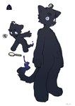 anthro biped black_body black_fur crotch_tuft eyebrows fingers fur kemono magnifying_glass male navel question_mark solo tail tuft milkybot stardew_valley krobus_(stardew_valley) felid feline mammal hi_res