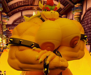 anthro areola armband big_areola big_muscles big_pecs bracelet collar eyebrows fire flexing flexing_bicep hair horn huge_muscles huge_pecs jewelry looking_at_viewer male muscular muscular_male nipples non-mammal_nipples nude pecs red_hair shell smile solo spiked_armband spiked_bracelet spiked_collar spikes spikes_(anatomy) teeth tongue tongue_out triceps cgafterdark codans_(modeler) mario_bros nintendo bowser koopa scalie 2026 3d_(artwork) blender_(artwork) digital_media_(artwork) half-length_portrait hi_res portrait