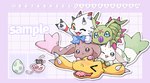 anthro beady_eyes blue_eyes blush claws female feral group horn long_ears male one_eye_closed segmented_body smile wink 754_0711 bandai_namco digimon agumon botamon digimon_(species) gammamon koromon lopmon terriermon wormmon hi_res