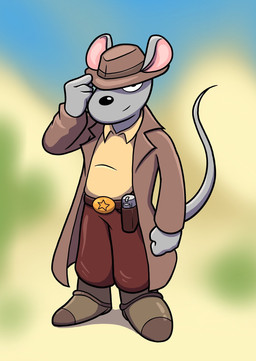 anthro belt_buckle boots bottomwear buckle clothed clothing coat footwear fur grey_body grey_fur gun hat headgear headwear male pants ranged_weapon shirt shoes solo tail topwear weapon anotherartboy mammal murid murine rat rodent hi_res