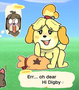animal_genitalia animal_penis anthro balls bells_(animal_crossing) bent_over blush breast_squish breasts canine_genitalia canine_penis female fur genitals hair half-erect male male/female nipples nude penis sheath squish surprised tail teasing yellow_body yellow_fur otterbutts animal_crossing nintendo digby_(animal_crossing) isabelle_(animal_crossing) canid canine canis domestic_dog mammal shih_tzu toy_dog hi_res brother_(lore) brother_and_sister_(lore) incest_(lore) sibling_(lore) sister_(lore) twincest_(lore) twins_(lore)